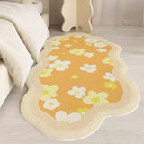 Bedroom Bedside Rug Soft Comfortable Fluffy Faux Cashmere Carpet Modern Style Moss Flower Pattern Irregularly Shaped Floor Mat