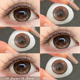 2PCS/Pair Olive Green/Light Blue/Light Brown Korean Style Natural Hazel Colored Contact Lenses With Prescription Women