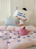 Dopne ing Color Blo Embroidered Cotton Bedding Set Waed Cotton Duvet Cover eet Pillowcase Bedding Accories