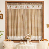 American Sweet Style Plaid Pattern lace Curtain Fabric Kitchen Door Curtains Cafe Living Room Window Kitchen Home Decoration