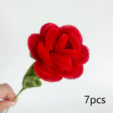 7Pcs artificial roses Valentine’s Day Gifts for and Wife Girlfriend Chenille Handmade Stems Twist Sticks DIY Fake Flowers