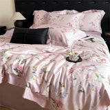 600TC Lyocell Cotton Soft Breathable Flowers Print Bedding Set Duvet Cover Set Bed Sheet/With Elastic Band Bed Sheet Pillowcases