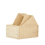 Rural Handmade Woven Storage Basket Large Capacity Rectangular Cosmetics Storage Box Household Snack Storage Box Wardrobe
