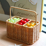 Large Capacity Woven Basket with Handle Easy Clean Storage Tray Woven Weaving Smooth Corner Utensil Organizer Basket
