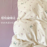Knitted Class A Bedding Set Floral Style Bed Linen Set Soft Double Yarn Four-Piece Set Quilt Cover Set Bed Sheets Gift for Home