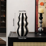 Retro Stripe Ceramic Vase, Elegant Minimalist Home Decor for Living Room Table