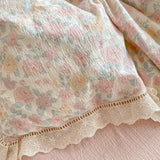 Print Floral Bedding Set Double Layer Yarn Four Pieces Set Soft Comfortable Duvet Cover Bed Sheet With Pillowcases Home Textiles
