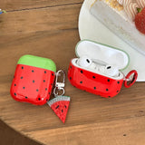 New Lovely Summer Watermelon Gloss Silicone Earphone Case for AirPods 4 AirPods Pro 2 AirPods 1 2 3 Soft Cover With Keychain