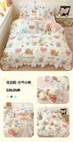 French Princess Lace Ruffles Bedding Set Washed Cotton Skin-friendly Duvet Cover Set with Sheet Soft Printed Flowers Quilt Cover