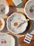 Creative Relief Hand-painted Tableware, Dinner Plate, Ceramic Rice Bowl, Soup Bowl, Kitchen Drinkware Set, Home Accessories