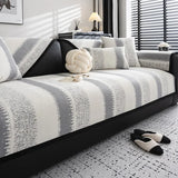 Modern Luxury Chenille Sofa Cover,  Anti Slip, 2, 3 Seater, Corner Armchair Slipcover Protector, Stripe Sofa Seat Cushion