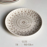 Ceramic Round Shape Floral Plates Dinner Sets Large Capacity Large Plate Dessert Salad Plate Beautiful Table Tableware Services