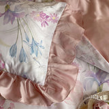 4Pcs Lyocell Soft Silky Cooling Summer Bedding Set Rose Floral Prints Ruffles Duvet Cover Set Bed Sheet/Fitted Sheet Pillowcases