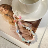 Lotus flower Star Pearl Beaded Charm Phone Pendant Crystal Wristband Keychain Bracelet Lanyard Cord