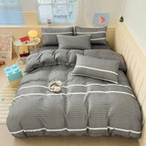 Cartoon Style Bedding Set Pink Colo Cute Cat Printed Bed Sheet Sets Washed Cotton Bed Set Single/Queen King Size Bedding Sets