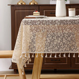 1pc  Elegant Lace Tablecloth with Tassels,Rural Fresh Jacquard Lace Tablecloth  Perfect for Dining & Parties,Family Gatherings
