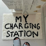 Ins style black letter bedroom bedside blanket, living room carpet, coffee table mat,anti slip,absorbent,dirt resistant foot pad