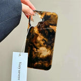 Vortex Pattern Amber Black Brown Blend Silicone Phone Case For iPhone 16 11 12 13 14 15 Pro Max X XS XR 7 8 Plus SE Soft Cover