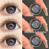 1 Pair Glossy Black Colored Contact Lenses 14.5mm Big Eyes Lenses For Daily Party Makeup Student of the Year Natural