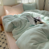 Solid Color Bedding Set Soft Duvet Cover Set With Sheet Bedroom Decor Skin Friendly Single Double Four Piece Set Home Textiles