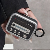 Korean Cute Retro Radio Black Square New Headphone Case For AirPods Pro 2 With Keychain Headphone Case For AirPods 1 2 3 Cover