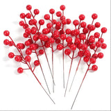 10Pcs Christmas Decoration Artificial Pine Branches Holly Berries Red Berry Branches for Christmas Tree Wreath Gifts Decoration