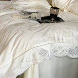 1000TC Lyocell Cotton Jacquard Embroidery Wide Edge Luxury Bedding Set Silky Duvet Cover Bed Sheet/Fitted Sheet Pillowcases 4Pcs