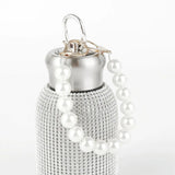 300ml Mini Thermos Cup With Pearl Chain Rope for Women,Diamond-encased Case,Stainless Steel Vacuum Flasks,Drinkware,Water Bottle