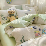 Wrinkled Yarn Washed Cotton Four Piece Set Duvet Cover Set Bed Sheet Three Piece Set Non Pure Cotton Bedding Set