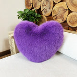 Fox Fur Imitation Heart-Shaped Cushion Plush Sofa Pillow Available for Living Rooms and Bedrooms