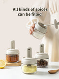1/3 pcs Glass Seasoning Bottle With Telescopic Spoon Household Kitchen Salt Storage Box Leak Proof and Moisture-proof
