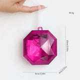 Diamond Shaped Hanging Decorations Square Christmas Tree Decor Round Gemstone Plastic Hanging Decor Upside Down Garland