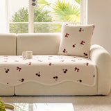Lovely Floral Print Wavy Edge Sofa Cushion Thick Plush Warm Sofa Cover for Autumn Winter Elegant Sectional Anti Slip Home Decor