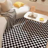 Fluffy Soft Bedside Rug Modern Style Carpets for Living Room Large Area Bedroom Decor Plaid Pattern Carpet Thick Plush Study Mat