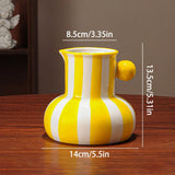 Retro Stripe Ceramic Vase, Elegant Minimalist Home Decor for Living Room Table