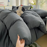 Solid Color Bedding Set Kids Twin Full Queen Size Washed Cotton Single Couple Duvet Cover Set Quilt Cover Pillowcases Bed Linen