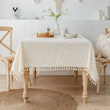 Rectangle White Lilac Tablecloth Boho Farmhouse Table for Cover Wedding Birthday Baby Party Shower Dinner Table Retro Decoration