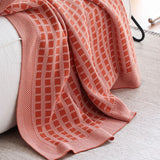 Nordic Modern Throw Blanket Knitted Sofa Decoration Cover Geometric Grid Nap Blanket Bedspread Pure Cotton Warm Shawl 130X180CM