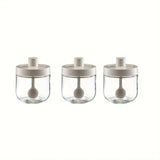 Seasoning Container with Spoon Glass Spice Containers Multifunctional Storage Glass Jar Essential Kitchen Accessories