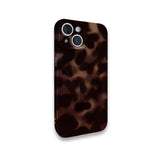 Korean Dark Red Leopard Print Art Case for IPHONE 16 ProMax 15 14 13 12 11 PRO Plus Acrylic TPU Two in One Magnetic Phone Cases