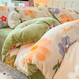 New high-weight, fresh and light milk fleece printed quilt cover Thickened warm Duvet cover