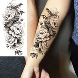 1 Sheet Realistic Flying Birds Flowers Temporary Tattoos For Women Girls Waterproof Long Lasting Fake Tattoo Sticker 3D Body Art