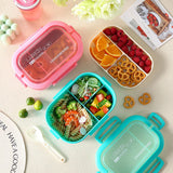 Student Lunchbox Mug Set Double Layer Food Cooler Portable Bento Box with Cutlery Microwavable Food Container