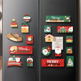 Festive Christmas Fridge Magnets Cartoon Santa Snowman Reindeer Magnets Refrigerator Decor Holiday Home Decorations