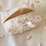 Bow Cosmetic Bag Ins Style Large Capacity Toiletry Bag Portable Cosmetics and Skin Care Product Storage Bag