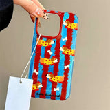 Whirlpool Pattern Red Blue Contrasting Sausage Dog Case For iPhone 16 15 Pro Max 14 13 12 11 XS XR X SE 7 8 Plus Silicone Cover
