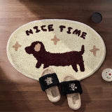 Cute Tufting Dachshund Bathroom Mat Soft Plushy Rug Bedroom Bedside Carpet Doormat Floor Anti Slip Pad Aesthetic Home Room Decor