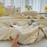 Korean Style Summer Cool Quilt For Girl Skin-friendly Washed Cotton Air Conditioning Quilt Breathable Soft Blanket Home Textiles