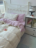 Pure Cotton Fledding Set Four-Piece Queen Size Bed eet Cover Duvet Cover Bedding Protector Single Dormi Bed Linens