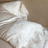 Romantic French Lace Ruffles Princess Wedding Bedding Set 1000TC Egyptian Cotton Duvet Cover Flat/Fitted Bed Sheet Pillowcases